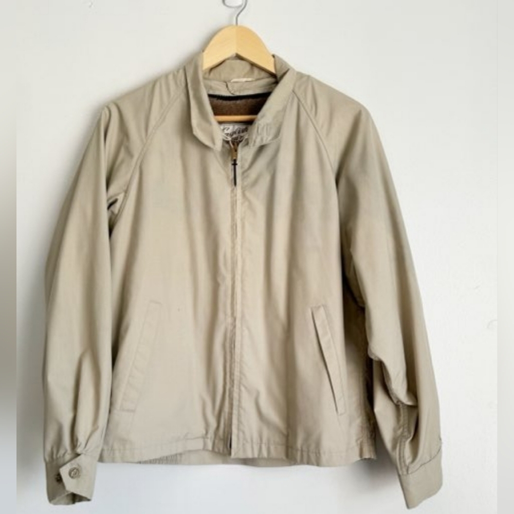 Vintage English Squire Original Racer Jacket Size 40 Beige Faux Fur